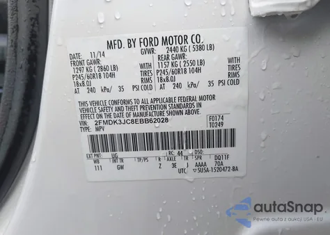 2014 Ford Edge Sel z USA, uszkodzony, nr VIN 2FMDK3JC8EBB62028